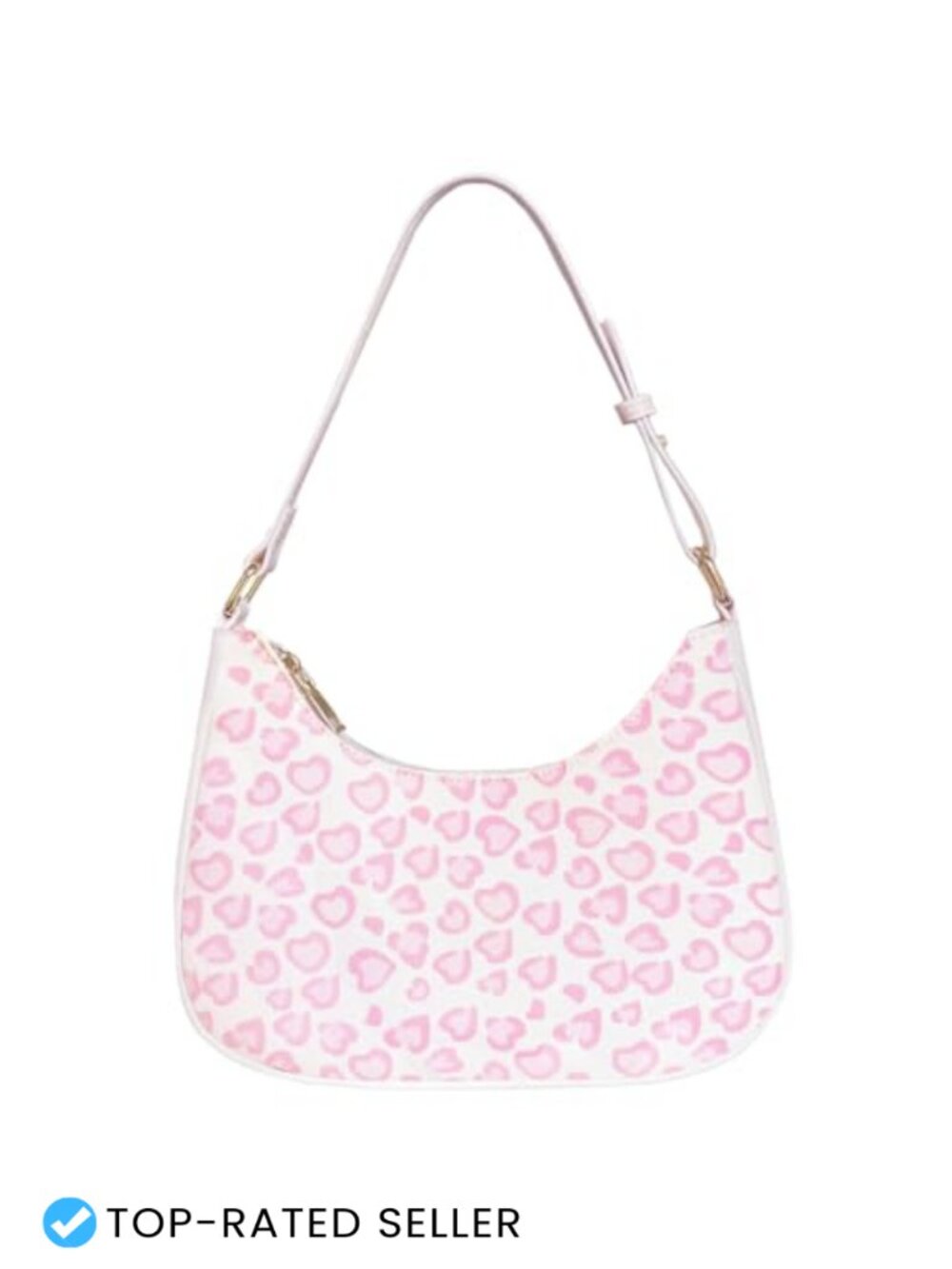 Small Hobo Shoulder Bag Crescent Faux Leather Adjustable Strap Zip Closure